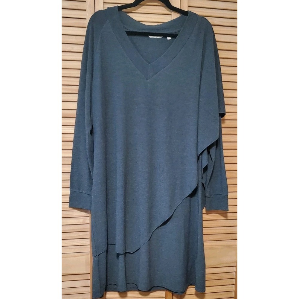 Soft Surroundings Madeline Tunic Dress Women's Size Large Gray Long Sleeve Soft
